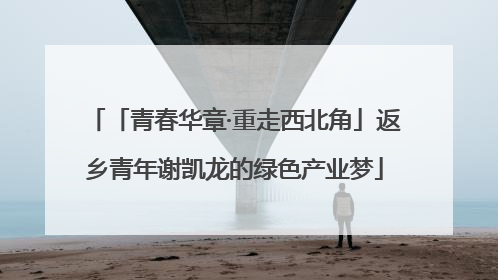 「青春华章·重走西北角」返乡青年谢凯龙的绿色产业梦