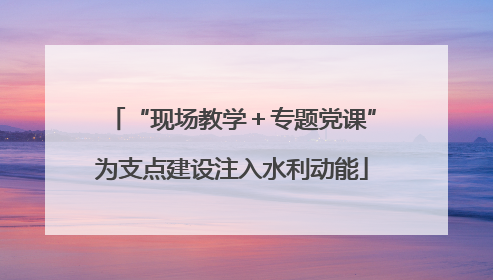 “现场教学＋专题党课”为支点建设注入水利动能
