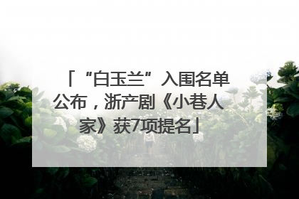 “白玉兰”入围名单公布，浙产剧《小巷人家》获7项提名