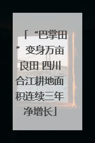 “巴掌田”变身万亩良田 四川合江耕地面积连续三年净增长