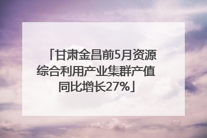甘肃金昌前5月资源综合利用产业集群产值同比增长27%