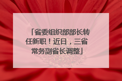 省委组织部部长转任新职！近日，三省常务副省长调整
