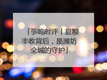 筝鸣时评丨夏粮丰收背后，是潍坊全城的守护