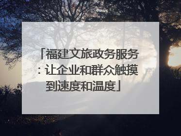 福建文旅政务服务：让企业和群众触摸到速度和温度