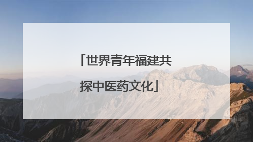 世界青年福建共探中医药文化
