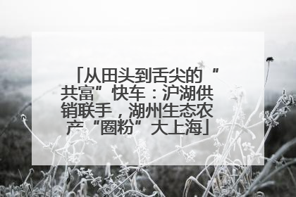 从田头到舌尖的“共富”快车：沪湖供销联手，湖州生态农产“圈粉”大上海
