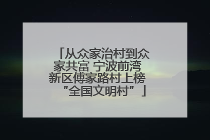 从众家治村到众家共富 宁波前湾新区傅家路村上榜“全国文明村”