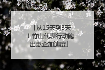 从15天到3天！竹山代表行动跑出惠企加速度