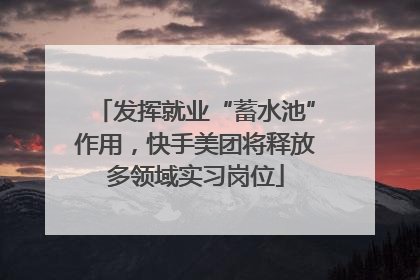 发挥就业“蓄水池”作用，快手美团将释放多领域实习岗位