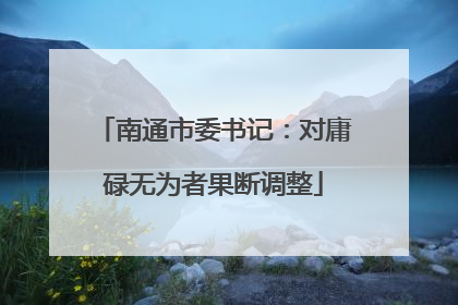 南通市委书记：对庸碌无为者果断调整