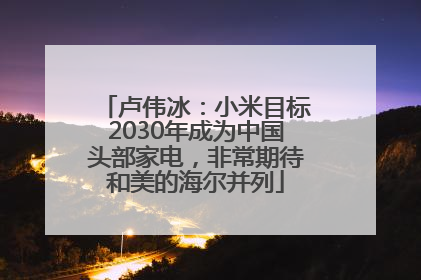 卢伟冰：小米目标2030年成为中国头部家电，非常期待和美的海尔并列