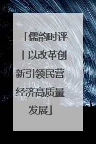 儒韵时评丨以改革创新引领民营经济高质量发展