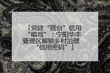 党建“搭台”信用“唱戏”：宁阳华丰管理区解锁乡村治理“信用密码”