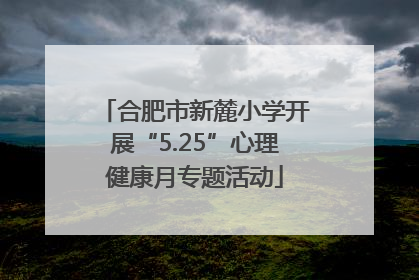 合肥市新麓小学开展“5.25”心理健康月专题活动
