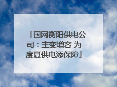 国网衡阳供电公司：主变增容 为度夏供电添保障