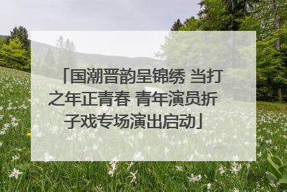 国潮晋韵呈锦绣 当打之年正青春 青年演员折子戏专场演出启动