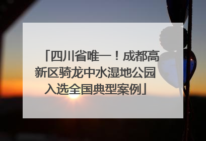 四川省唯一！成都高新区骑龙中水湿地公园入选全国典型案例