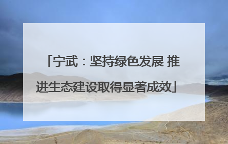 宁武：坚持绿色发展 推进生态建设取得显著成效