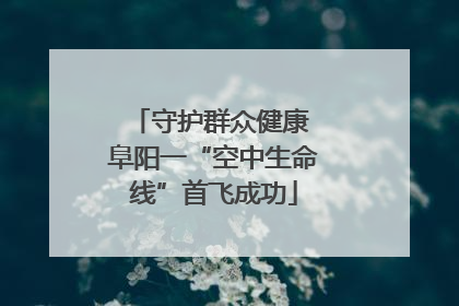 守护群众健康 阜阳一“空中生命线”首飞成功