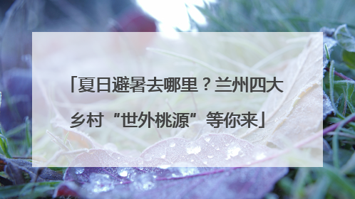 夏日避暑去哪里？兰州四大乡村“世外桃源”等你来