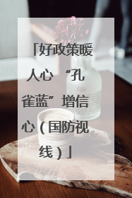 好政策暖人心 “孔雀蓝”增信心（国防视线）
