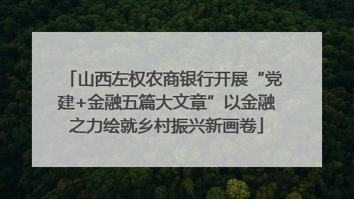 山西左权农商银行开展“党建+金融五篇大文章”以金融之力绘就乡村振兴新画卷