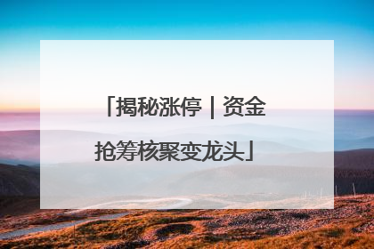 揭秘涨停｜资金抢筹核聚变龙头