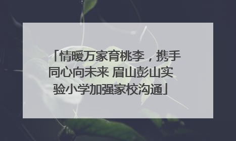 情暖万家育桃李，携手同心向未来 眉山彭山实验小学加强家校沟通