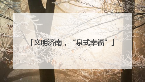 文明济南，“泉式幸福”