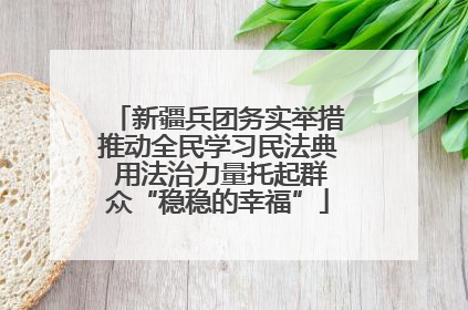 新疆兵团务实举措推动全民学习民法典 用法治力量托起群众“稳稳的幸福”