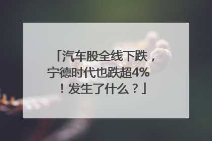 汽车股全线下跌，宁德时代也跌超4%！发生了什么？