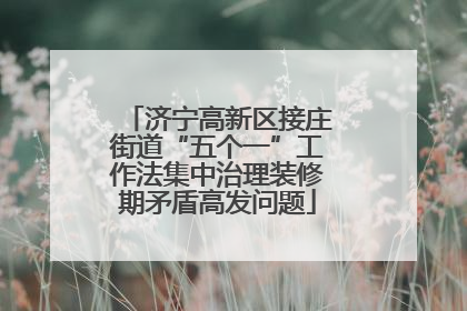 济宁高新区接庄街道“五个一”工作法集中治理装修期矛盾高发问题