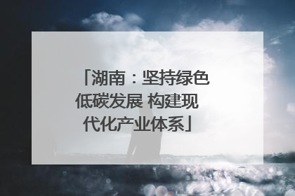 湖南：坚持绿色低碳发展 构建现代化产业体系