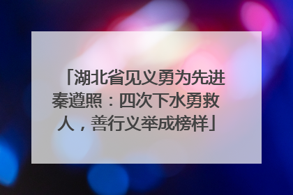 湖北省见义勇为先进秦遵照：四次下水勇救人，善行义举成榜样