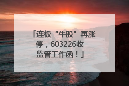 连板“牛股”再涨停，603226收监管工作函！