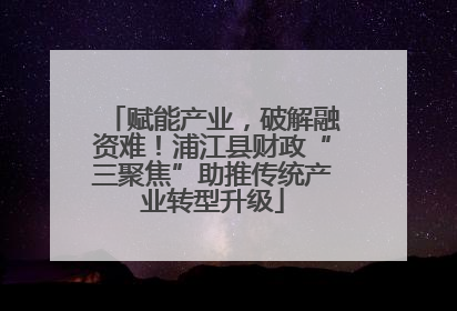 赋能产业，破解融资难！浦江县财政“三聚焦”助推传统产业转型升级