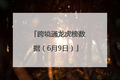 跨境通龙虎榜数据（6月9日）