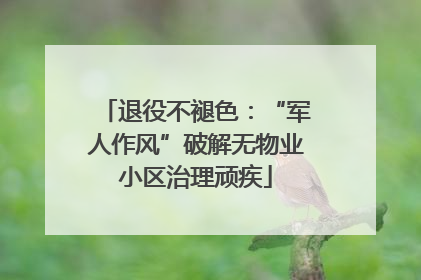 退役不褪色：“军人作风”破解无物业小区治理顽疾
