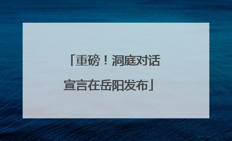 重磅！洞庭对话宣言在岳阳发布
