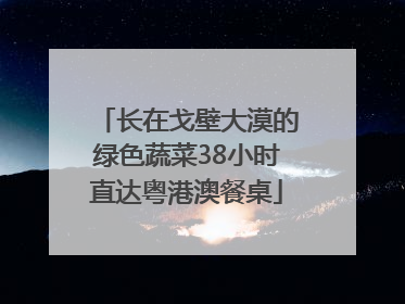 长在戈壁大漠的绿色蔬菜38小时直达粤港澳餐桌