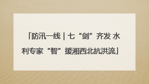 防汛一线｜七“剑”齐发 水利专家“智”援湘西北抗洪流
